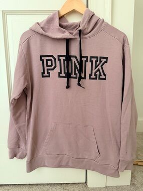 PINK Victoria's Secret Mauve Logo Hoodie with Black Drawstrings
